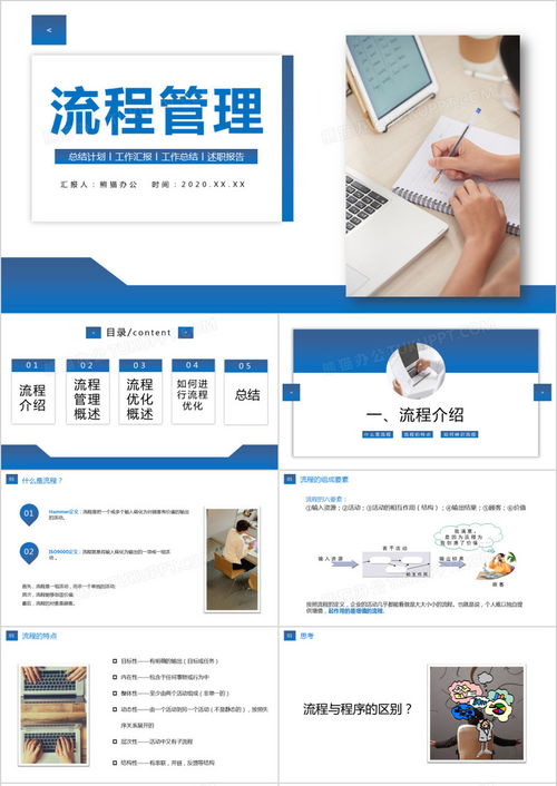 藍色漸變簡約公司業務員工流程管理知識培訓ppt模板下載 熊貓辦公